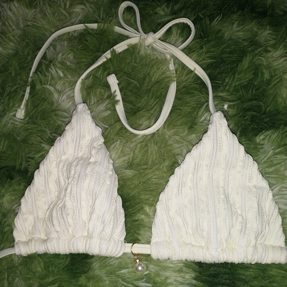 Dangly Pearl, Ruffle Bikini Top